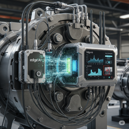 Edge AI processing data in real-time on industrial machinery